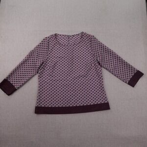 J Crew Shirt Womens Medium Geometric Print 3/4 Sleeve FA13 Polyester Top